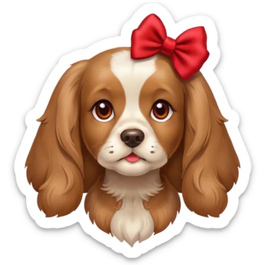 a cocker spaniel dog girl with a red bow sticker