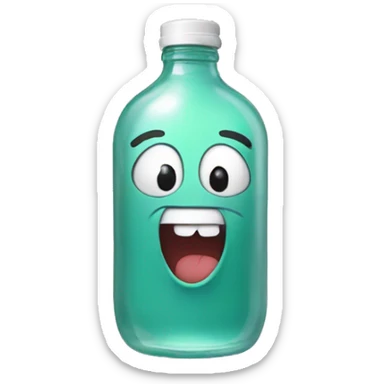 happy emoji with a pimple holding a bottle sticker