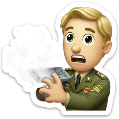 Useless German Military officer shouting at a fax machine sticker