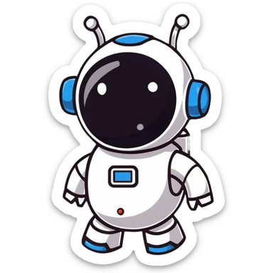 cute robot cleaning up poop sticker