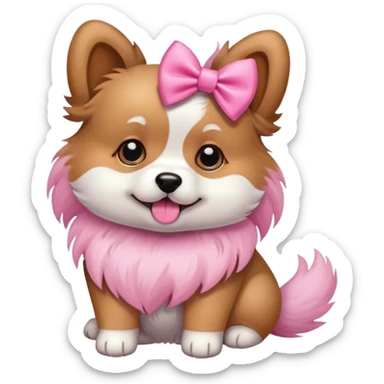 Perro con lazo rosa sticker