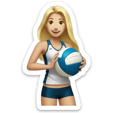 blonde girl plays volleyball sticker