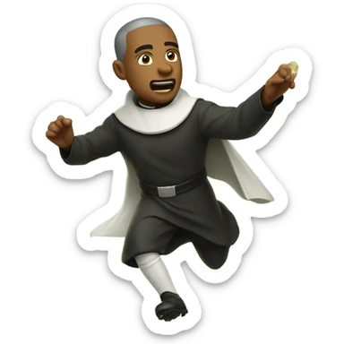 Priest running on football field sticker