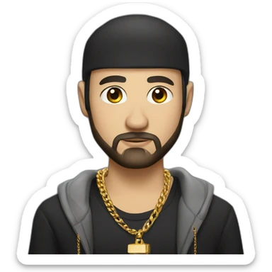Russian male thug wearing gold chain with black short hair and short beard sticker