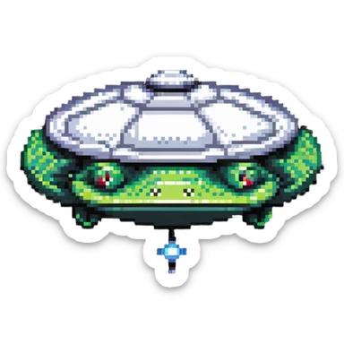 flying saucer abducting a crocodile sticker