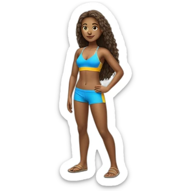 realistic beachvolley girl full body posing with separated legs sticker