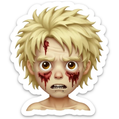 Create a zombie blonde boy with big hair sticker