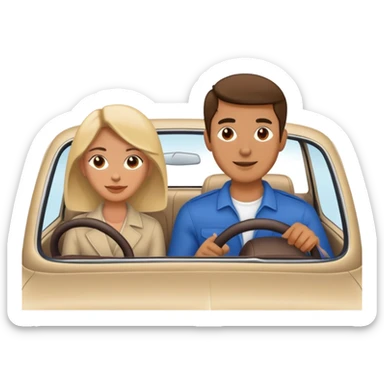 Man and woman in a car together sticker