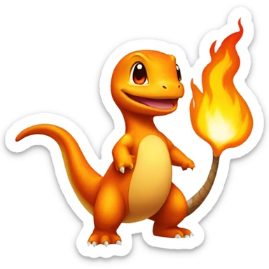 Charmander with a flame on its tail-tip sticker