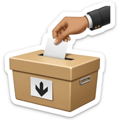 A neutral, generic symbolic image: A hand dropping a ballot paper into a simple, unmarked ballot box. on the ballot ‘Ja, aber’, ‘Nein, aber’,  sticker