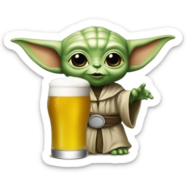 Bébé Yoda, qui boit une bière avec Lucifer MorningStar sticker