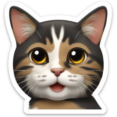 Gato tricolor con mancha negra en la barbilla  sticker