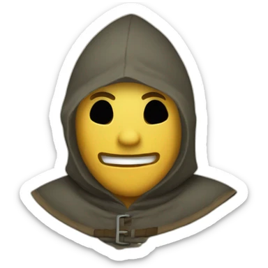 medieval saboteur laughing and escaping, hooded sticker