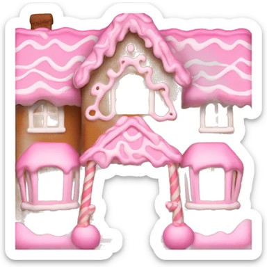 aesthetic pink gingerbread house sticker
