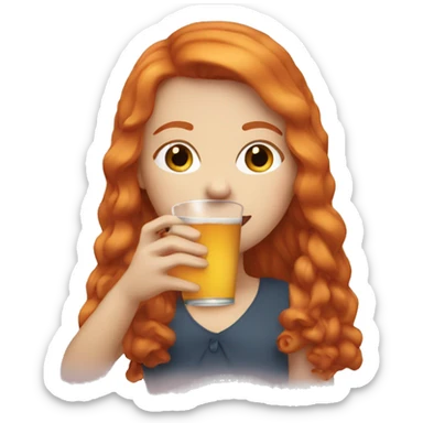 Ginger girl drinking  sticker