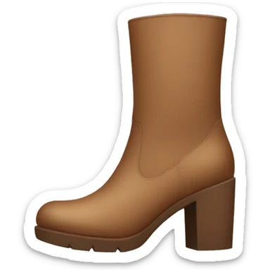 Light brown chunky heeled boots rectangle toe sticker