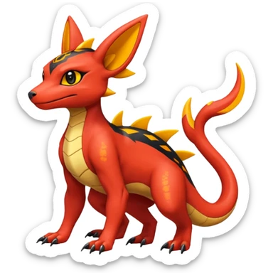 Exotic Volcanic Guilmon-Salandit-Umbreon-Fakémon-hybrid-creature (full body)  sticker