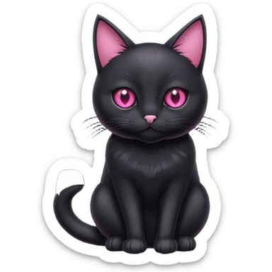 Black cat with pink eyes sticker