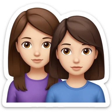 2 Besties g girls one dark brown hair one light brown hair sticker