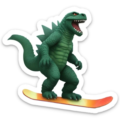 Godzilla snowboarding sticker