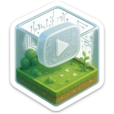 white YouTube play button inside a garden box sticker