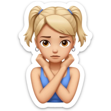 Arms crossed holding neck mad girl sticker