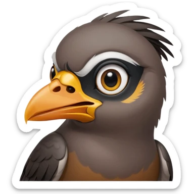 A sad common myna bird cute emoji sticker