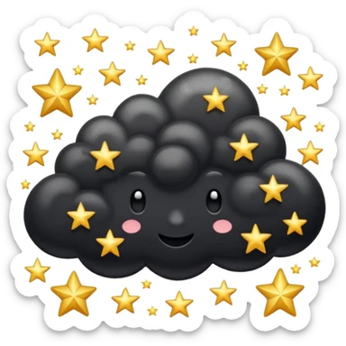 Black cloud with shiny stars sticker