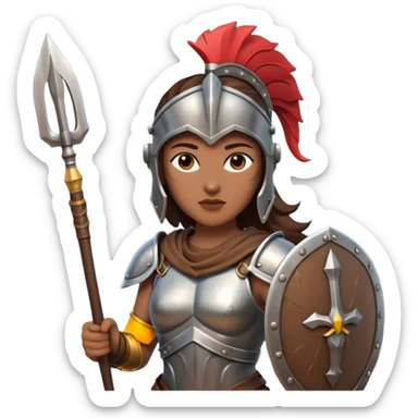 woman spartan warrior holding spear and shield sticker