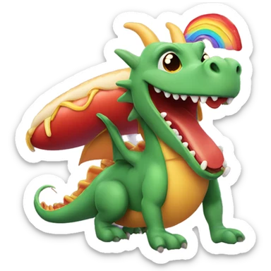 Dragon riding a hotdog with rainbow sticker