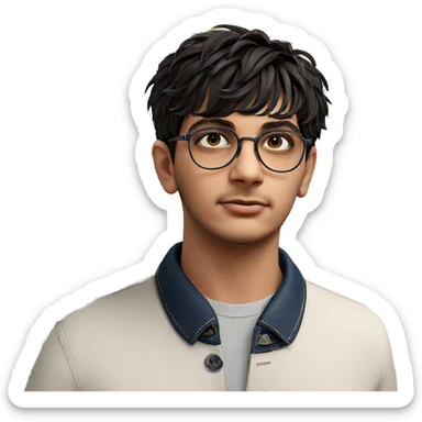 boy with glasses and flowers sticker