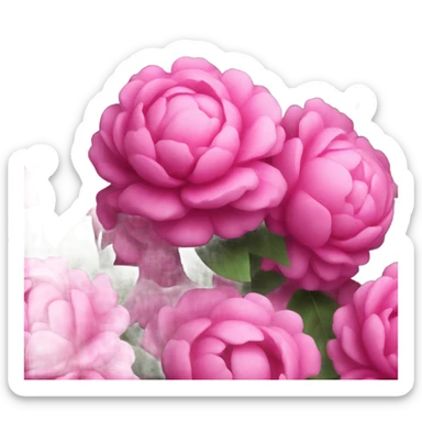 Realistic Bright pink pions in vase sticker