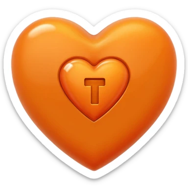orange heart with the letter T in the centre sticker