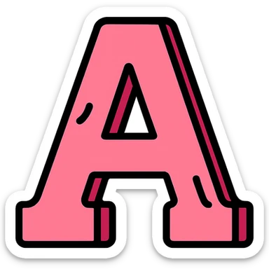 icon of a pink cardboard letter with embossed relief details, clean and simple design sticker