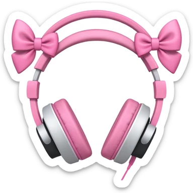 audifonos de color rosa y lazos rosas  sticker