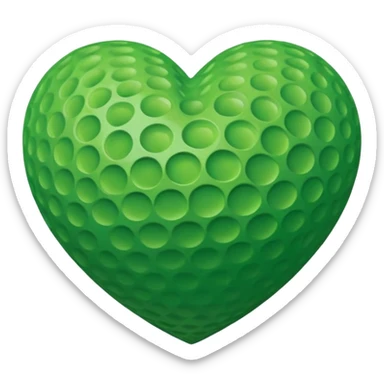 Green golf ball in heart shape sticker