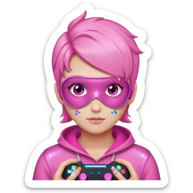 control gamer glitter pink sticker