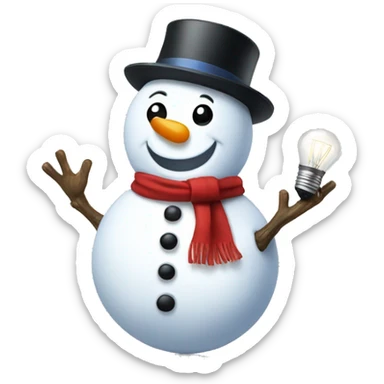 snowman with light bulb buttons sticker