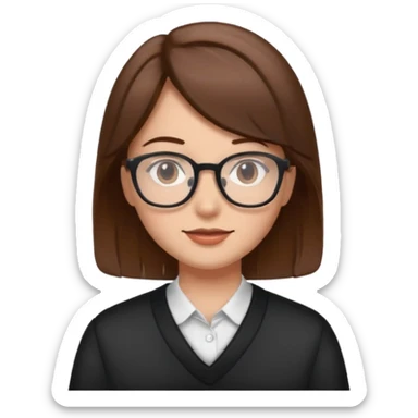 A person with brown hair and glasses sticker