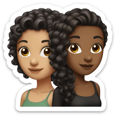 3 girls 1 with straight brown hair, 1 black hair, 1 slick back brown curly hair sticker
