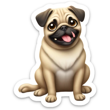 pug on the beach sticker