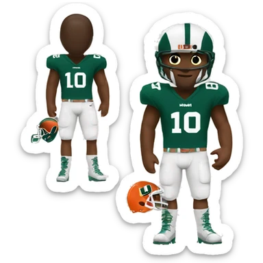 Number 10 Miami hurricanes football player sticker
