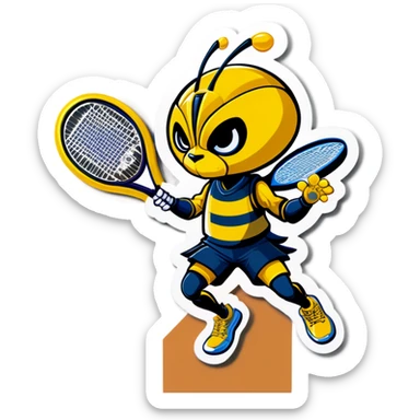 Yellowjacket playing tennis sticker