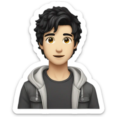 Guy 20 y.o. black hair amber eyes white skin full body sticker