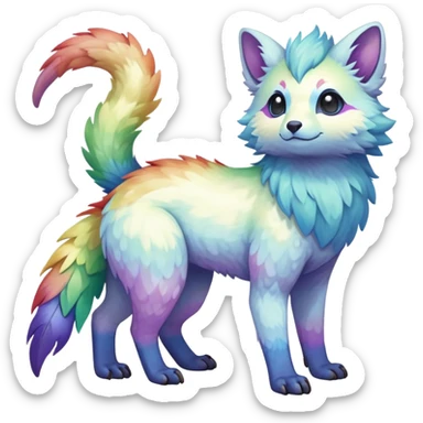 Rare realistic exotic pastel rainbow whitish iridescent cute epic pretty beautiful handsome gorgeous aesthetic colorful vibrant Vernid-Trico-species-Fakemon-creature by LiLaiRa, 4 legs, 1 tail, random markings, (full body) sticker
