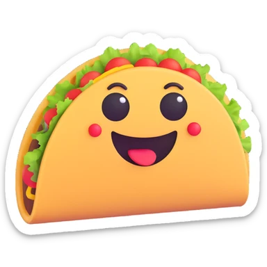 Make the taco much bigger and more visible, keeping the playful 3D emoji style, with no background. sticker