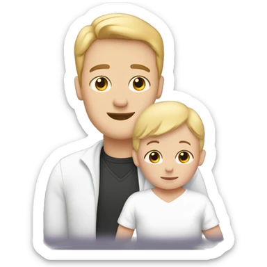 White dad, biracical mom and white baby boy  sticker