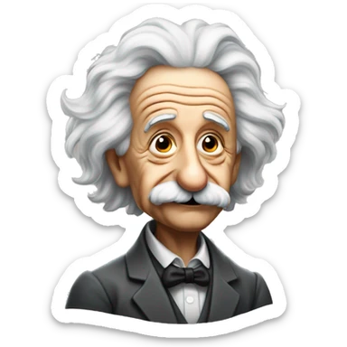 albert einstein with wawing hand sticker