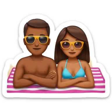 quiero que pongas ubna apreja morena tomando el sol y relajados sticker