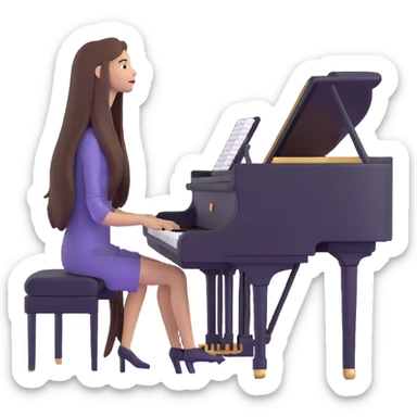 woman with extremely long hair playing the piano sticker